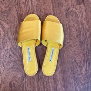 Manolo Blahnik Gold Mules for Effortless Elegance